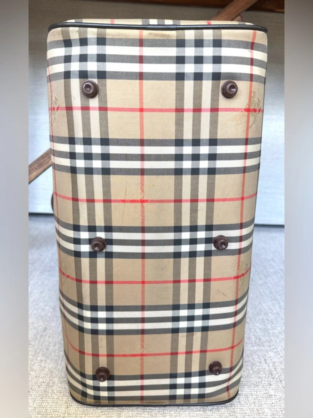 BURBERRYS Vintage Nova Check Travel Duffel Leather Lined Bag EUC